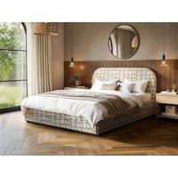 Flair Alba Jacquard Pattern Ottoman Bed Beige Chenille | Size: King