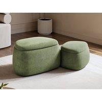 Solace+Co Zuri Storage Pouffe Set Green Fabric