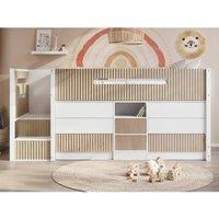 Flair Luca Ribbed Mid Sleeper Storage Bed in Light Oak | Size: Single