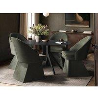 Solace+Co Emil Round Glass Dining Table with Aiko Chairs Set in Black