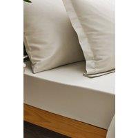 CHRISTY 400TC Luxury Cotton Sateen Plain Dye Bedding Fitted Sheets in Light Beige | Size: Super King