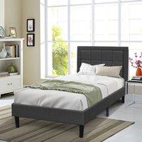 Comfy Living Ltd Fabric Bedframe With Buttoned Headboard in Dark Grey | Size: Single
