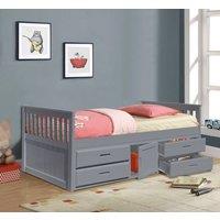 Comfy Living Ltd 3ft Wooden Captains Bed With Drawers & Storage in Grey | Size: Single
