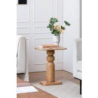 MH London Solid Mango Wood Sculptural Side Table, Bedside End Table for Living Room & Bedroom - Vita in Natural
