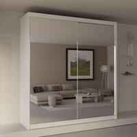 Sliding Wardrobes 4U Jacklin Double Full Mirror Sliding Door Wardrobe 200cm X 217cm in White | Size: 200 cm X 217 cm