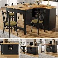BTM 360 Rotating Bar Table with Storage & Wine Rack, Adjustable Length in Black