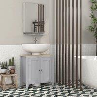 Kleankin Bathroom Pedestal Under Sink Cabinet with Adjustable Shelf, Grey
