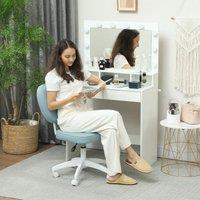 VINSETTO Vanity Task Chair with Adjustable Height, Armless, Blue in Light Blue