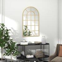 HOMCOM Modern Arch Window Wall Mirror for Living Room Bedroom, Gold Tone