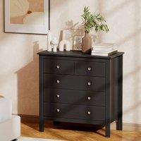 HOMCOM Modern Chest Of Drawers, 5 Drawer Unit Storage Chest for Bedroom in Black