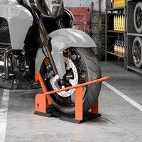 HOMCOM 816.5 kg Motorcycle Wheel Chock, Motorcycle Front Wheel Chock Holder in Orange