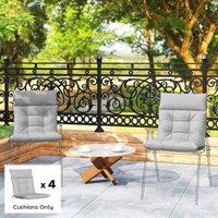 OUTSUNNY Garden Chair Cushions Set of 4, Waterproof Seat Pads, Light Grey
