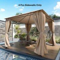 OUTSUNNY 3 x 3 m Gazebo Replacement Curtains Privacy Panel Set in Khaki | Size: 3m x 3m