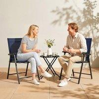 OUTSUNNY Folding Garden Chairs Set with High Back, Armrests in Navy | Size: 120