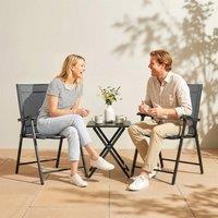 OUTSUNNY Folding Garden Chairs Set with High Back, Armrests in Light Grey | Size: 120