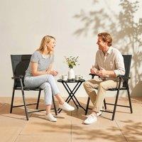 OUTSUNNY Folding Garden Chairs Set with High Back, Armrests in Black | Size: 120