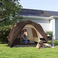OUTSUNNY 3-4 Person Camping Tent, Waterproof Tent in Brown