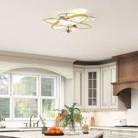 HOMCOM Ceiling Fan with Light & Remote & App Control LED Ceiling Fan Light in Gold | Size: Small