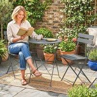 OUTSUNNY Folding Bistro Set with Round Garden Table & Chairs in Grey