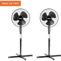 Geepas Pair of 16 Pedestal Fan Oscillating Floor Standing in Black