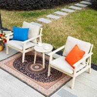 Direct Wicker Outdoor Wooden Bistro Set, Table Chairs Set - Naturally Sanded in Cream | Size: 2 Seater