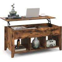 Costway Lift Top Coffee Table Modern Wooden Lift Top Dining Cocktail Table Living Room in Brown