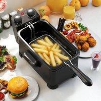 Costway 3 Liter Electric Deep Fryer 2000W Oil Fryer w/Detachable Frying Basket in Black