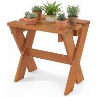 Costway Side Table Flower Stand Small Solid Wood Accent End Table in Natural