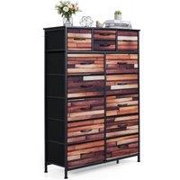 Costway 14-Drawer Dresser Storage Chest w/Fabric Drawers Storage Organizer in Brown