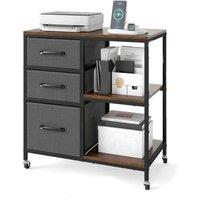 Costway 3 Drawer Mobile File Cabinet Rolling Printer Stand in Brown