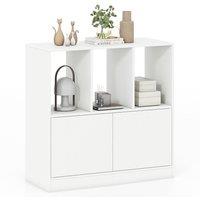 Costway 3-Cube Bookcase 3-Tier Bookshelf w/Cabinet Modern Storage Organizer in White