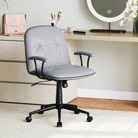 Costway Home Office Desk Chair PU Leather Swivel Makeup Chair Leisure Chair in Grey