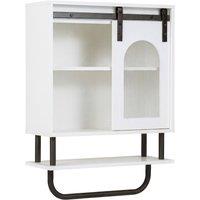 Costway Bathroom Wall Cabinet Medicine Cabinet with Sliding Barn Door in White