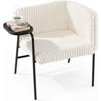Costway Modern Accent Chair Corduroy Upholstered Armchair in White