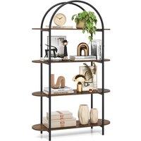 Costway 4-Tier Arched Bookshelf Industrial Bookcase Display Storage Organizer in Brown