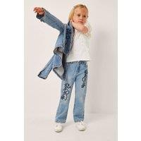 Monsoon Girl's Bow Embroidered Jeans Blue | Size: 12-13 Years