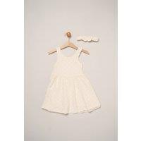 Miss Girl's Textured Dress & Headband Outfit Set in Cream | Size: 3 Years