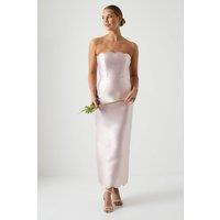 Coast Women's Scallop Detail Twill Column Bridesmaid Dress in Blush | Size: 18