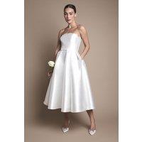 Coast Women's Scalloped Strapless Midi Wedding Dress in Ivory | Size: 18