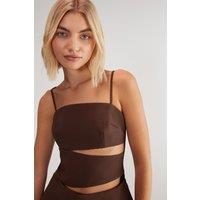 NastyGal Women's Premium Tailored Cut Out Longline Top Co-Ord in Choc Brown | Size: 4