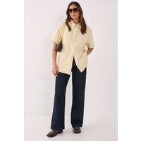 NastyGal Women's Denim Short Sleeve Oversized Shirt in Ecru | Size: 10