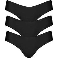 COMMANDO Women's Three pack invisible rib raw-cut edge thong in black