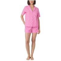 DKNY Women's Short sleeve notch top & boxer sleep set in orchid pink logo | Size: Small
