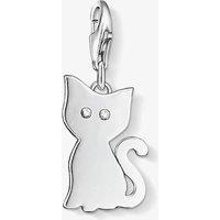 THOMAS SABO Women's Sterling Silver White Cubic Zirconia Plain Cat Charm 1014-051-14