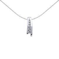 Jewelco London Women's Silver CZ Split Eternity Charm Channel Wishbone Graduated Pendant