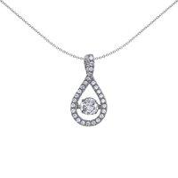 Jewelco London Women's Silver CZ Solitaire Pendant Necklace 18 inch