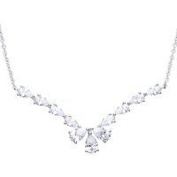 Jewelco London Women's Silver Pear CZ Snow Angel Charm Necklace 16 + 2 inch