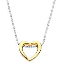 Jewelco London Women's Gilded Silver Love Heart Halo Charm Necklace 16 + 2 inch in Gold