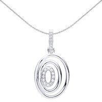 Jewelco London Women's Silver CZ Cartoon Eye Oval Hoop Pendant Necklace