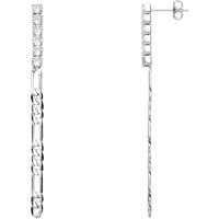 Jewelco London Women's 925 Silver CZ Eternity Figaro Chain Shoulder Duster Drop Earrings